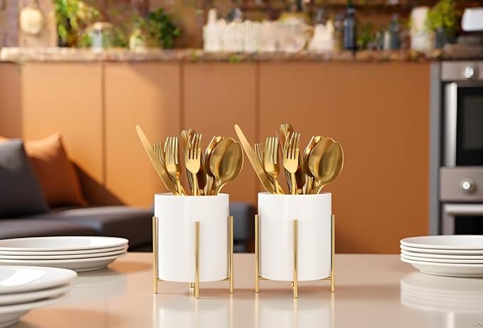 5.9'' Silverware Holder,Kitchen Utensil Holder,Flatware Organizers With Metal Frame, Mesh Flatware Holder Organizer Perfect for Home, Kitchen, Countertop, Party, Camping, Outdoor and Restaurant-NeatNest