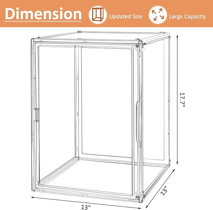 2Pack Extra Large 17.7"X13"X13" Clear Acrylic Organizer Box Display Case, Plastic Holder with Magnetic Door for Figures, Books, Handbags, Purses, Boots