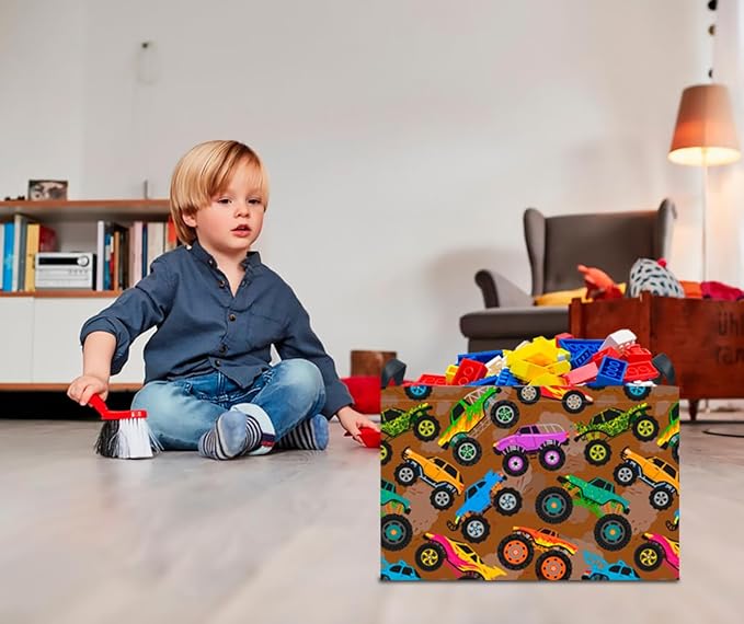 CLOCOR Rectangular Easter Gift Basket Empty,Waterproof Toy Bin,Books Box,Room Decor(Truck)-NeatNest