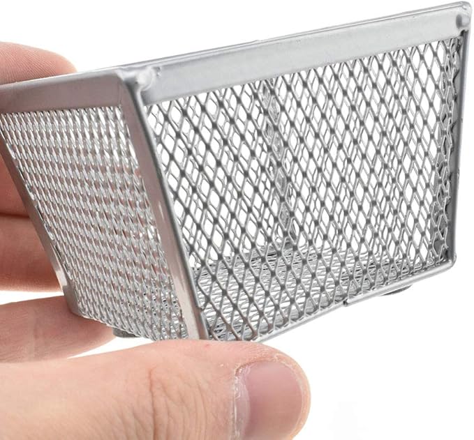 HAHIYO Stackable Paper Clip Mesh Holder cup 2.2" Height 2 Pack Silver Sturdy PaperClip Holder Container for Desk Drawer Organizer Collection for Home Office School Soft Foam Feet No Sharp Edges-NeatNest