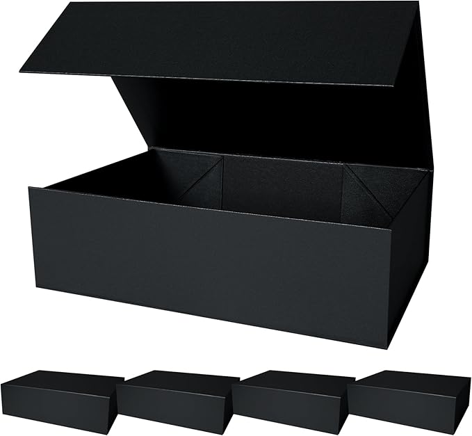 Aimyoo Galaxy Black Magnetic Gift Boxes with Lids 13.8x9x4.3 in, Large Bridesmaid Groomsman Proposal Box, Rectangle Collapsible Box for Present Graduation Birthday Storage 5 Pack-NeatNest