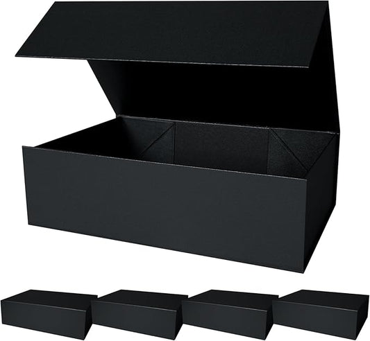 Aimyoo Galaxy Black Magnetic Gift Boxes with Lids 13.8x9x4.3 in, Large Bridesmaid Groomsman Proposal Box, Rectangle Collapsible Box for Present Graduation Birthday Storage 5 Pack-NeatNest