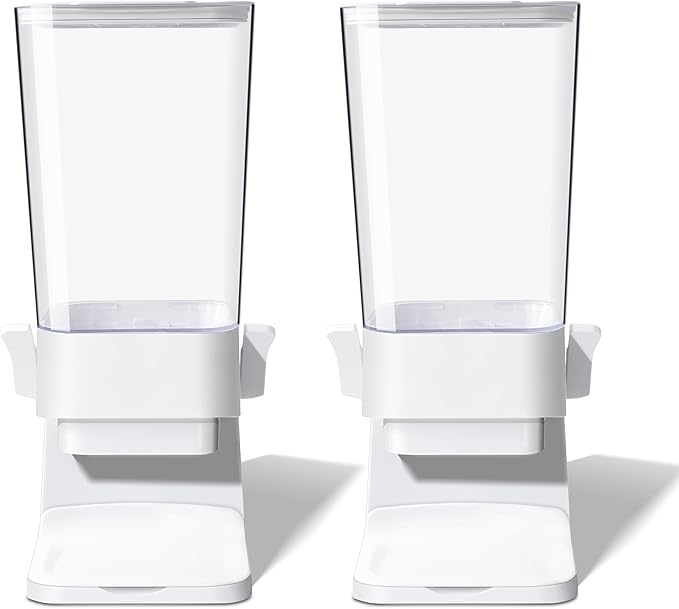 Cereal Dispenser Countertop, 5L Cereal Containers Storage Dispenser for Pantry, Large Dry Food Cereal Dispenser, Not Easy to Crush Cereal, Can Hold Oatmeal, Snack, Grain, Pet Food (White, 2Pc)-NeatNest