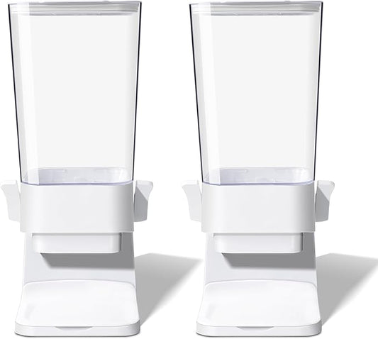 Cereal Dispenser Countertop, 5L Cereal Containers Storage Dispenser for Pantry, Large Dry Food Cereal Dispenser, Not Easy to Crush Cereal, Can Hold Oatmeal, Snack, Grain, Pet Food (White, 2Pc)-NeatNest