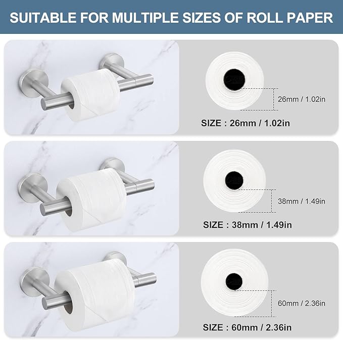 Brushed Nickel Toilet Paper Holder, Double Base Large Toilet Paper Roll Holder Stainless Steel Bathroom Hardware Wall Mounted Modern Commercial Toilet Paper Dispenser-NeatNest