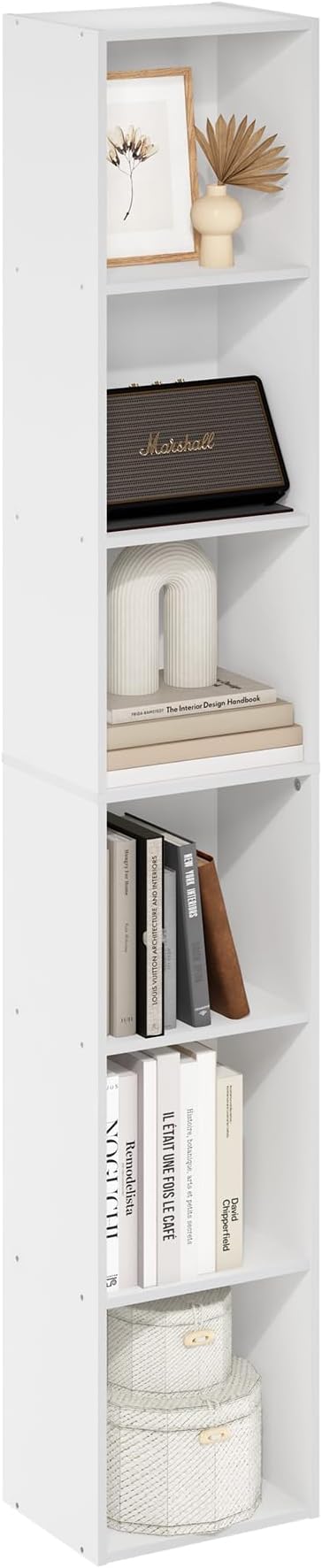 Furinno Luder 6-Tier Open Shelf Bookcase, White-NeatNest