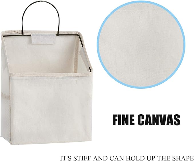 2 Pcs Wall-Hanging Storage Bags, Desktop Organizer Basket Cotton Linen Hanging Storage Basket for Kitchen,Bderoom,Living Room