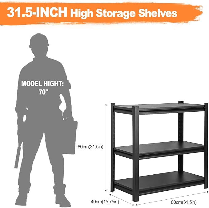 1050LBS Storage Shelves 3 Tier Garage Shelving, Heavy Duty Adjustable Metal Shelves Unit, Easy Assembly Garage Shelving Unit for Industrial, Warehouse, Basement-NeatNest