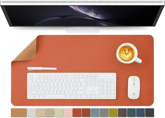 Cork Desk Mat - Dual-Sided Desk Pad for Office and Home - Desk Organization and Accessories - Ideal for Large Mouse Pad and Desk Mats on Top of Desks(Orange,27.6"x 13.8")-NeatNest