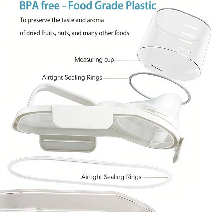 Cereal Containers Storage,2L Airtight Large Dry Food Storage Containers with Pouring Spout, Measuring Cup for Flour and Grain,BPA Free Plastic Dispenser ((1pcs) White-67oz)-NeatNest