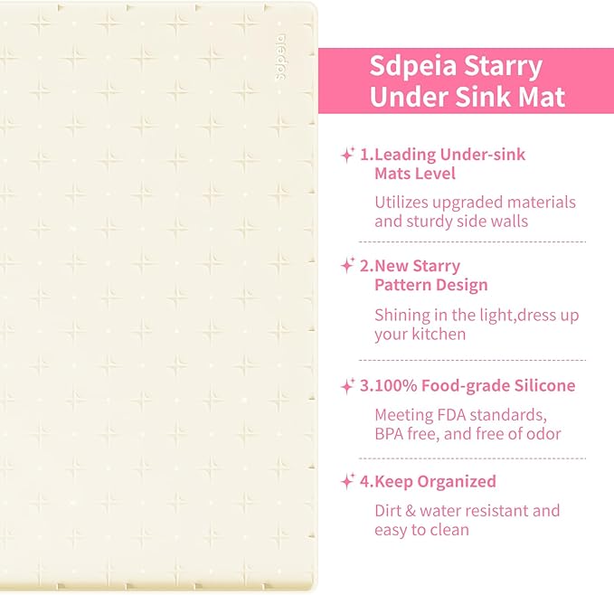Sdpeia Under Sink Mat for [22" x 14"] Cabinet, Upgraded Silicone Waterproof Mat Kitchen Cabinet Liner Cabinet Protector Kitchen Organizers and Storage-NeatNest