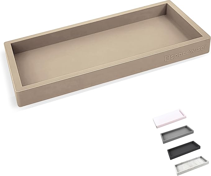 Countertop and Vanity Tray - Small 7.7” Silicone Tray for Soap Dispenser Bottles, Bathroom Trays, Kitchen Sink Trays, Sink Caddy Kitchen Sinks Organizer, Soap Dish & Sponge Holder Mat-NeatNest