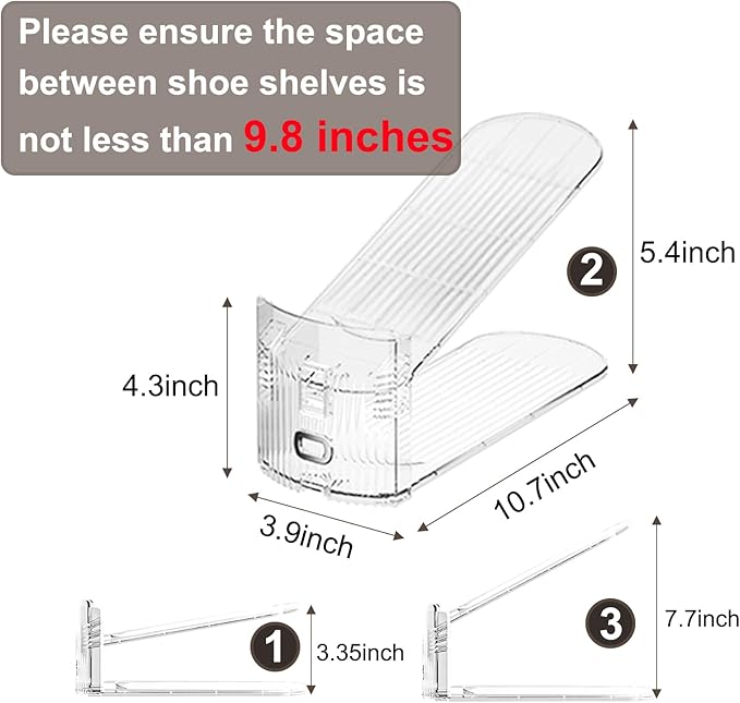 10PACK Shoe Slot Organizer Clear Shoe Stackers Organizers for Closet Space Saver 50% Shoes Display Shelf Rack Holders Zapateras Organizers-NeatNest