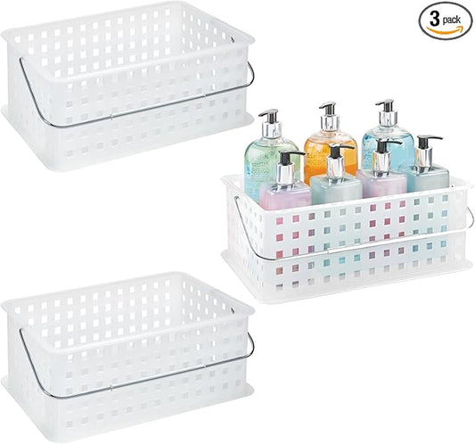 iDesign Portable Shower Caddy Dorm or Bathroom, Set of 3, Clear/Frost, Made in USA Basket