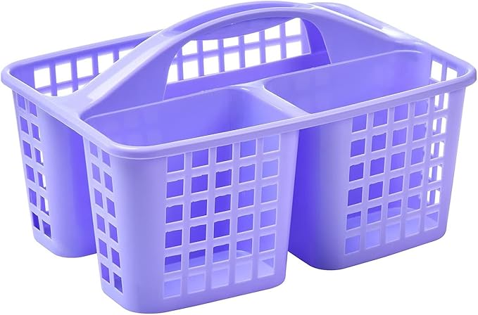 Portable Shower Caddy Basket,Convenient Cleaning Supplies Organizer with Compartments and Handle,Ideal for Bathroom, Bedroom, Kitchen, College Dorm,Garden,etc.12.4" x 7.4" x 5.1"Purple