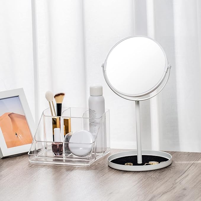 Ettori APLOP Makeup Organizer Tray, 6-Compartment Vanity Makeup Organizer for Jewelry, Hair Accessories, Bathroom Counter or Dresser-NeatNest
