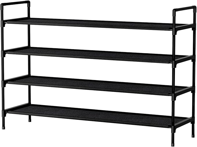 Shoe Rack 4 Tier Shoe Organizer Shoe Storage Shoe Rack for Narrow Hallway Entryway Bedroom Easy Assembly (Black)-NeatNest