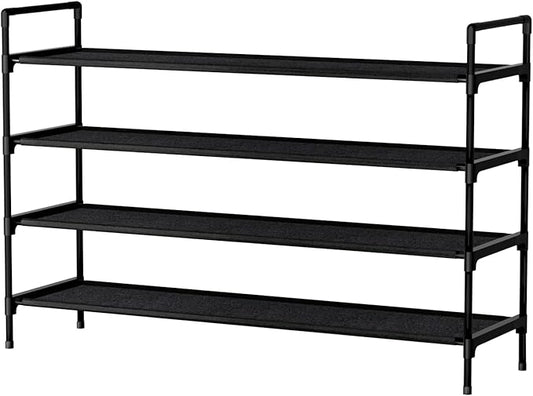 Shoe Rack 4 Tier Shoe Organizer Shoe Storage Shoe Rack for Narrow Hallway Entryway Bedroom Easy Assembly (Black)-NeatNest