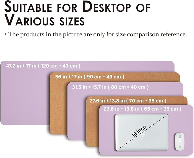 Cork Purple Desk Mat - Dual-Sided Desk Pad for Office and Home - Desk Organization and Accessories - Ideal for Large Mouse Pad and Desk Mats on Top of Desks(36"x 17")-NeatNest