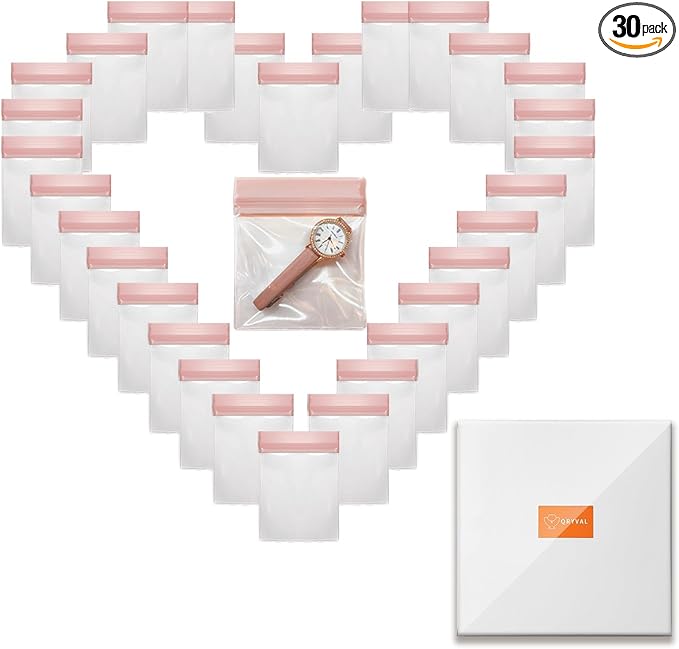 30 PCS Clear Plastic EVA Anti Tarnish Jewelry Storage Bags, Zip Ziplock Jewelry Pouches for Selling & Gift, Little Mini Travel Organizer for Ring Earing Chain Bracelet (L)-NeatNest