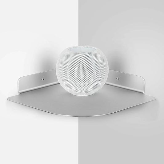 8" Floating Corner Shelf, Metal Corner Shelf Wall Mount for Wall Storage, for Smart Home, Speakers, Internet Router, Security Camera - for Bathroom, Kitchen, Bedroom, and Living Room (Silver)-NeatNest