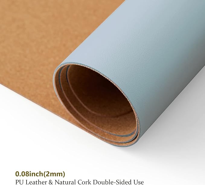 Cork Desk Mat - Dual-Sided Desk Pad for Office and Home - Desk Organization and Accessories - Ideal for Large Mouse Pad and Desk Mats on Top of Desks(Light Blue,80cmx 40cm)-NeatNest