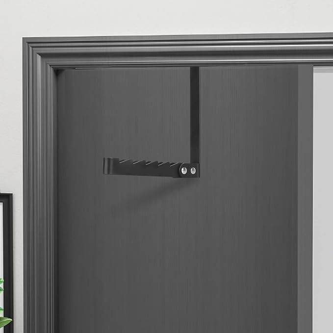 FYY Over The Door Hooks Hanger, 1 Pack Collapsible Folding Over The Door Organizer Rack Space Saving Hanging Storage Hanger for Clothes, Coats, Towels for Bedroom Bathroom Black-NeatNest
