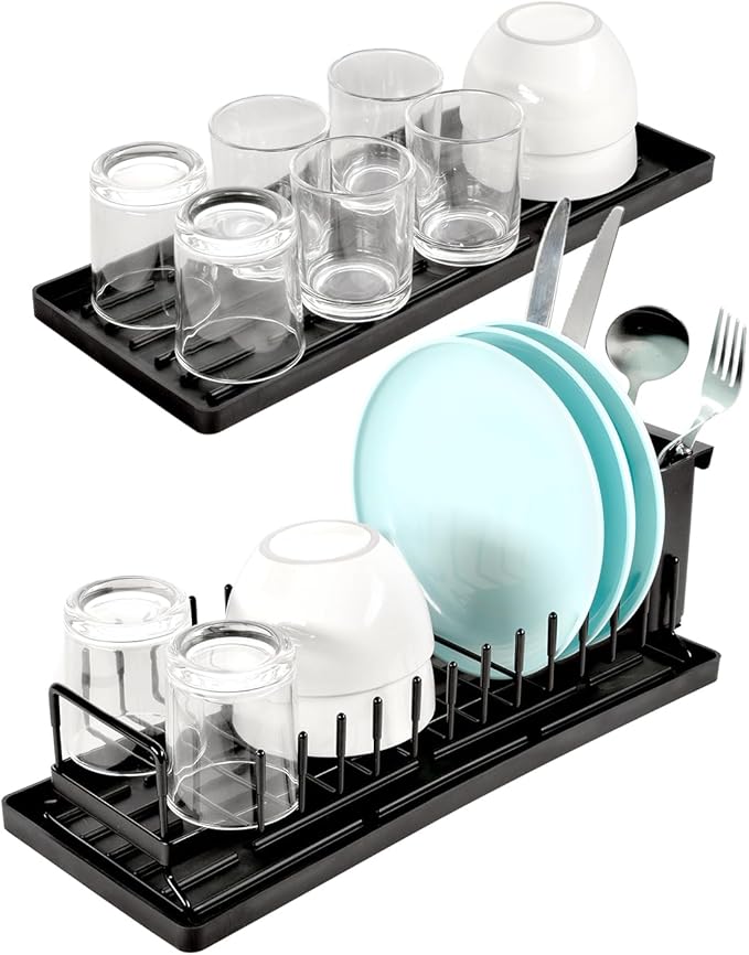 Cup Drying Rack Glass Water Bottle Dish Drying Dryer Rack Long Kitchen Sink Counter Drainer Over Tray Plate Forks Cups Spoons Organizer-NeatNest