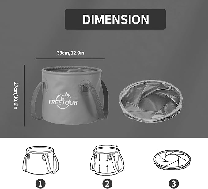 Baiao Collapsible Bucket 5 Gallon, Portable Collapsible Bucket with Handle, Folding Water Container for Fishing Camping Beach Hiking Home Travel Car Washing(Grey 20L)-NeatNest