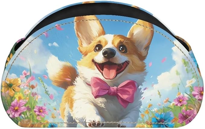 Cute Corgi Dog Bow Tie Print Remote Control Holder with 5 Compartments, Lightweight Office Desk Organizers - Couch/TV Stand/Bedside Table/Home Theater Accessory - Desktop Caddy-NeatNest