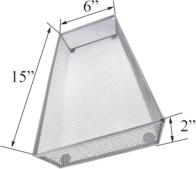 HAHIYO Stackable Mesh Tray Cup 15 x 6 x 2 inches Sturdy Container for Desk Drawer Organizer Collection for Home Office School kitchen Soft Foam Feet No Sharp Edges 1 Pack Silver-NeatNest