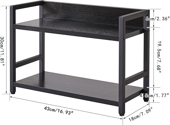 IBUYKE 2-Tier Spice Rack Industrial Counter Shelf Desktop Storage Organizer Standing Seasoning Rack for Countertop Kitchen Office Living Room Desktop Black UTLJ002B-NeatNest