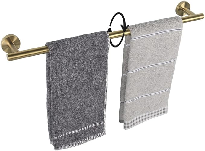 TocTen Bath Towel Bar - Thicken SUS304 Stainless Steel Bathroom Towel Holder, Towel Rod for Bathroom Heavy Duty Wall Mounted Towel Rack Hanger (24IN, Gold)
