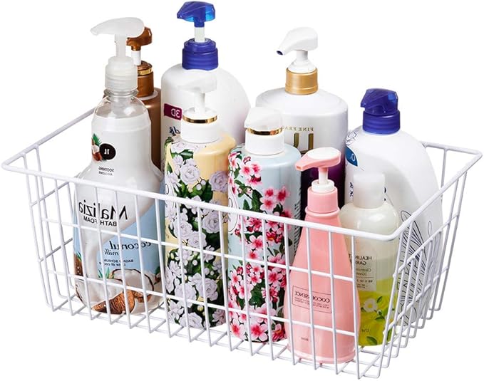 SANNO 14" Freezer Baskets Wire Storage Baskets for Organizing Pantry Organization Bins Cabinets - Metal Basket Kitchen, Laundry, Garage, Fridge, Bathroom Countertop Organizer-NeatNest