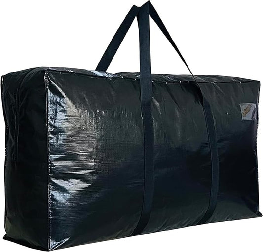 155 Gallon Extra Large Storage Bags, Jumbo Moving Storage Bags, Foldable Big Black Waterproof Outdoor Patio Cushion Storage Bag, 60x30x20inch - 1PACK