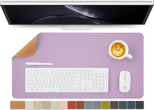 Cork Desk Mat - Dual-Sided Desk Pad for Office and Home - Desk Organization and Accessories - Ideal for Large Mouse Pad and Desk Mats on Top of Desks(Purple,27.6"x 13.8")-NeatNest