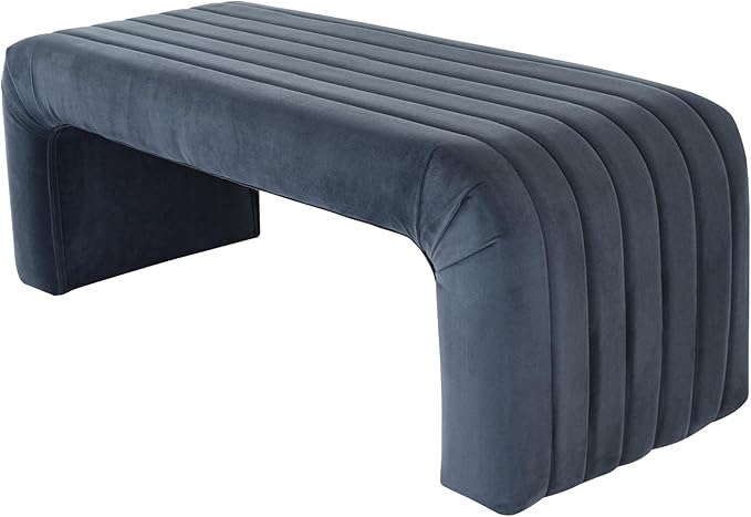 HomePop Arch Channel Bench|Bench for Living Room & Bedroom | Decorative Home Furniture - Blue Velvet