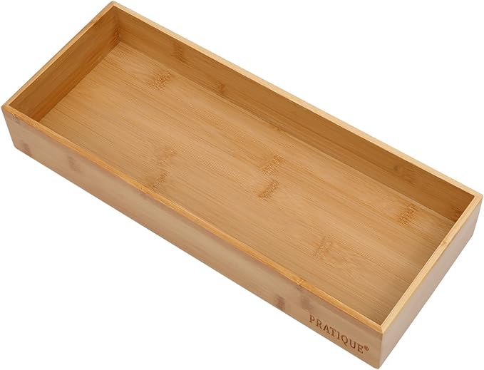 Bamboo Drawer Organizer - Kitchen Utensil Organizer Silverware Tray Cutlery Holder，Office Desk Supplies and Accessories (15X5.9X2.6 inch)-NeatNest