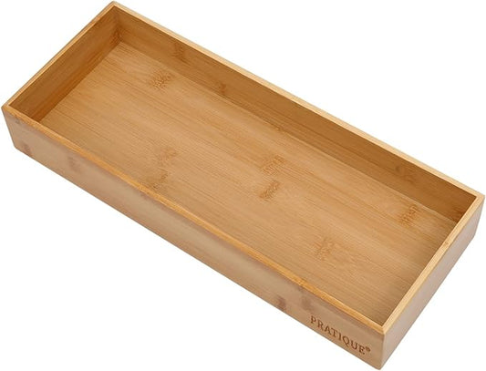 Bamboo Drawer Organizer - Kitchen Utensil Organizer Silverware Tray Cutlery Holder，Office Desk Supplies and Accessories (15X5.9X2.6 inch)-NeatNest