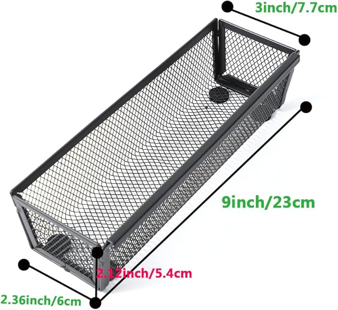 ihomecooker Mesh Tray Silverware Drawer Organizer, Utensil Cutlery Tray Office Supplies with Interlocking Arm Drawer Dividers Organizer for Flatware, Knives,Home,Office, School,Bedroom 9X3＂Black…-NeatNest