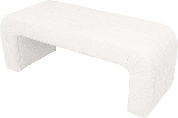HomePop Arch Channel Bench|Bench for Living Room & Bedroom | Decorative Home Furniture - Cream Boucle
