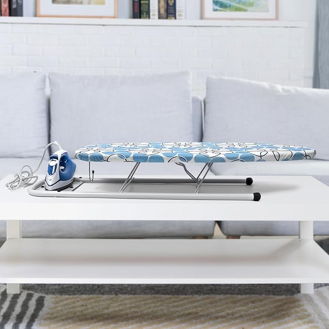 Duwee 12"×32" Table Top Ironing Board with Iron Rest,Small Ironing Board with Heat Resistant Cover,Thicken Felt Padding,Non-Slip Feet for Home, Laundry Rooms, Dorms