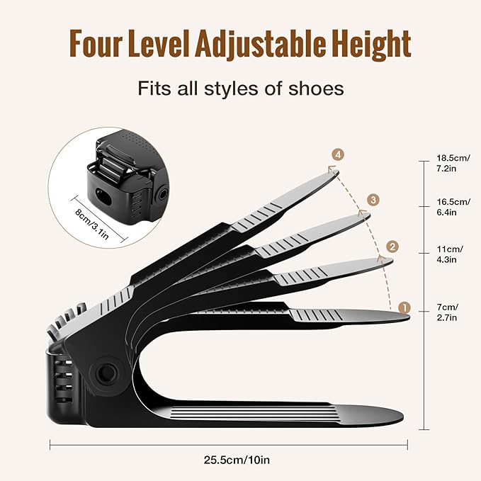 Neprock Shoe Slots Organizer,Shoe Storage Organizer Shoe Rack for Closet Organization,Shoe Slots Organizer De Zapatos Shoe Hoder Space Saver for Entryway(12 Pack)(Black)-NeatNest