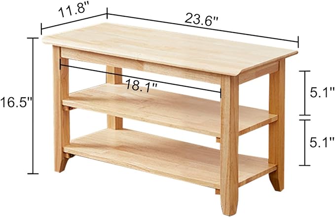 XKZG Storage Bench Wooden Shoe Rack Bench Simple Style Wood Entryway Bench (Natural,23.6")-NeatNest