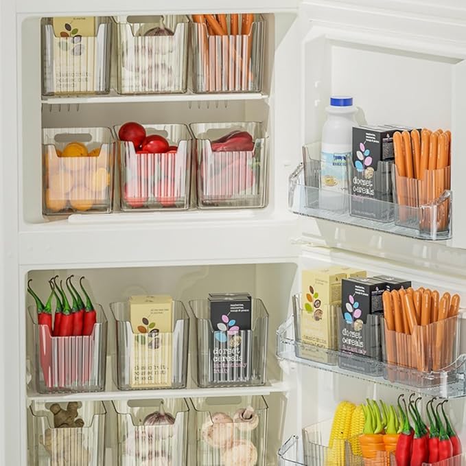 2 Pack Storage Organizer Bins, Wall Mount Organizer Clear Plastic Cabinet Containers Makeup Organizer for Fridge Wall Kitchen Bathroom Countertops Pantry-NeatNest