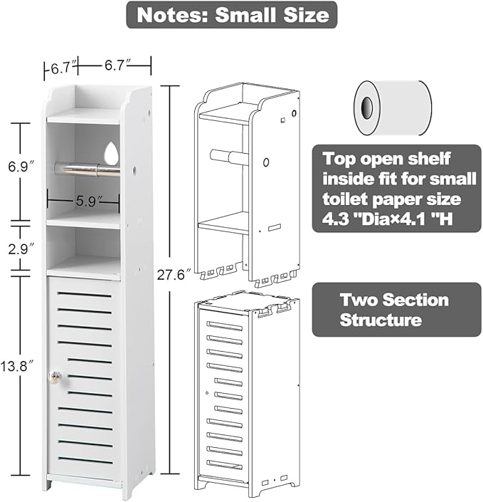 AOJEZOR Toilet Paper Holder Stand: Small Bathroom Storage Cabinet for Small Spaces-NeatNest