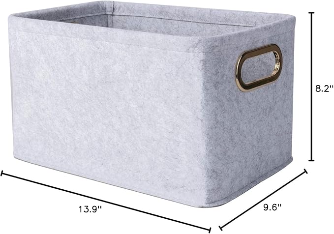 Collapsible Storage Bins Foldable Felt Fabric Storage Basket Organizer Boxes Containers with Handles Metal Handles for Nursery Toys,Kids Room,Clothes,Towels,Magazine-NeatNest