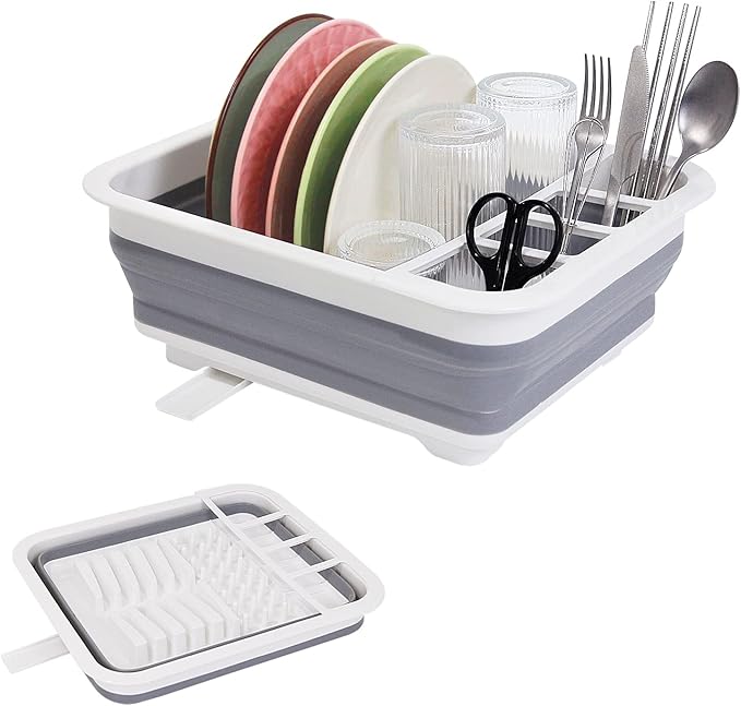 Collapsible Dish Drainer with Drain Plug & Swivel Spout - Space-Saving, Portable Dish Rack for Kitchens, RVs, Campers & Travel Trailers-NeatNest