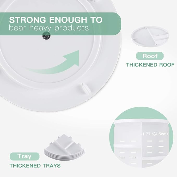 360 Rotating Makeup Organizer,DIY Adjustable Spinning Holder,Foldable Cosmetic Storage Display box,Large Capacity Make up Caddy Shelf,Fits Countertop Vanity and Bathroom (WHITE)-NeatNest