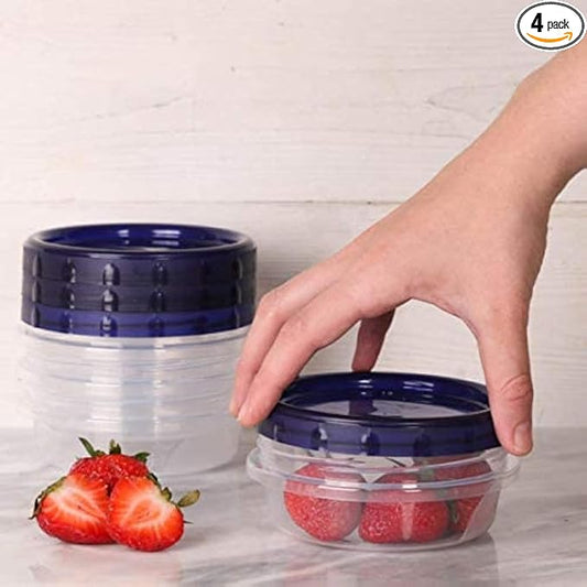 HomeyGear 4 Pack Twist Top Food Storage Containers Leak-Proof, Airtight Soup Storage Canisters with Screw & Seal Lids BPA-Free, Stackable, Reusable Kitchen Essentials 8-Ounce